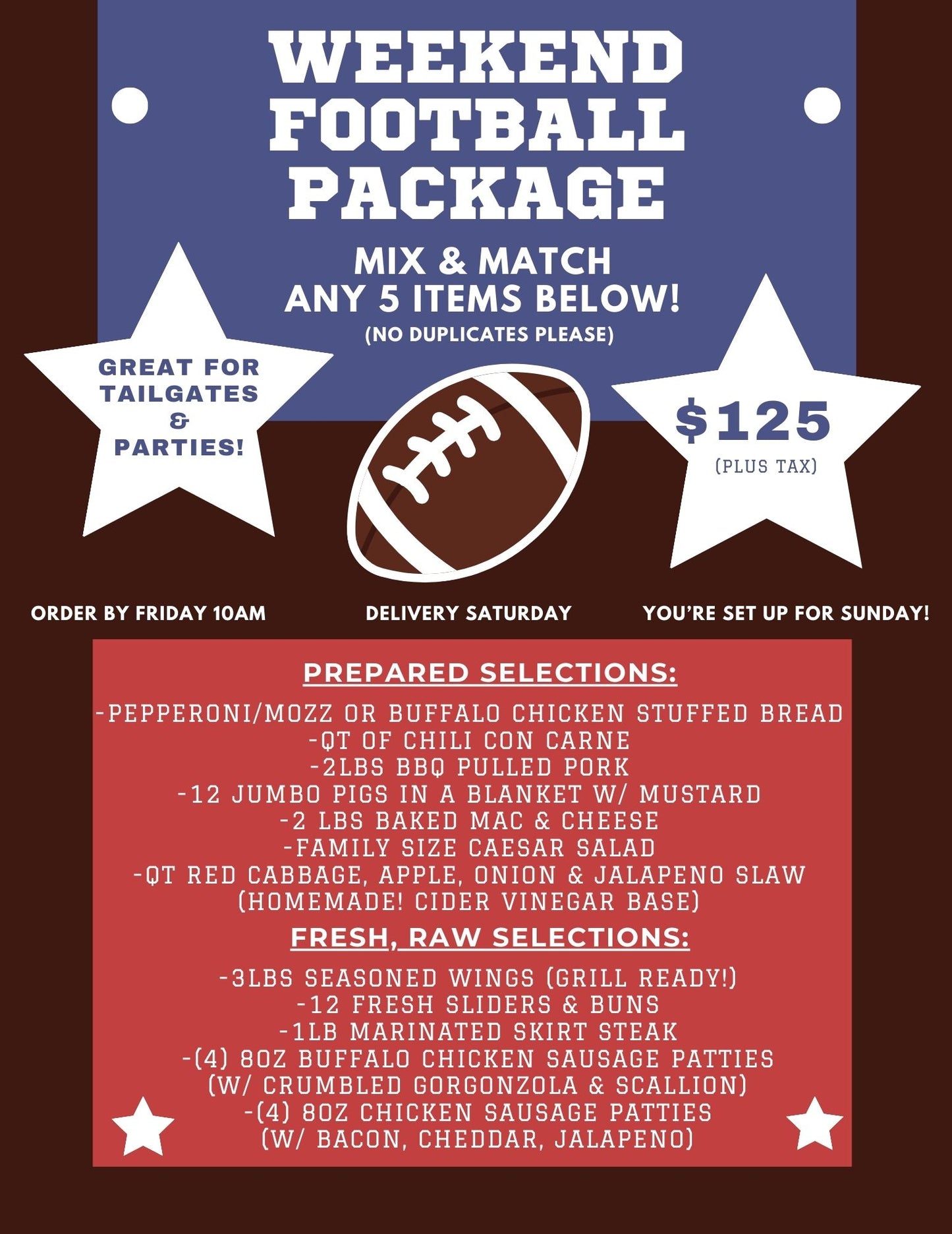 WEEKEND FOOTBALL PACKAGE